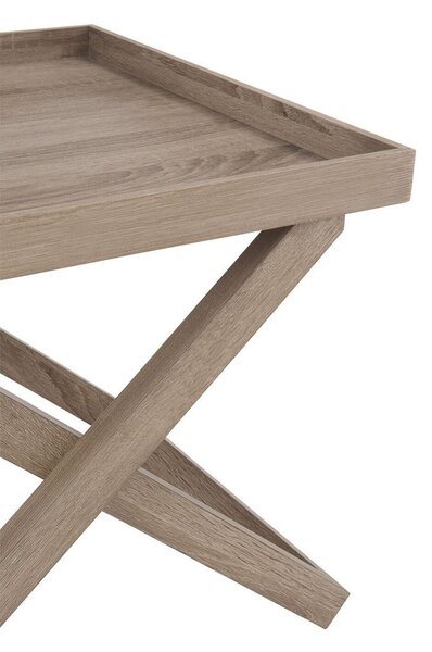 Hnedý drevený odkladací stolík s podnosom Butlertray - 52*52*46cm - J-Line by Jolipa