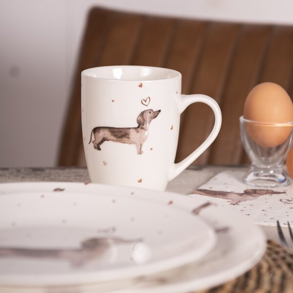 Porcelánový hrnček s jazvečíkom Dachshund Love - 12 * 8 * 10 cm / 300 ml - Clayre & Eef