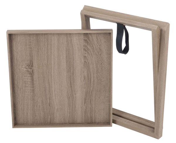 Hnedý drevený odkladací stolík s podnosom Butlertray - 52*52*46cm - J-Line by Jolipa