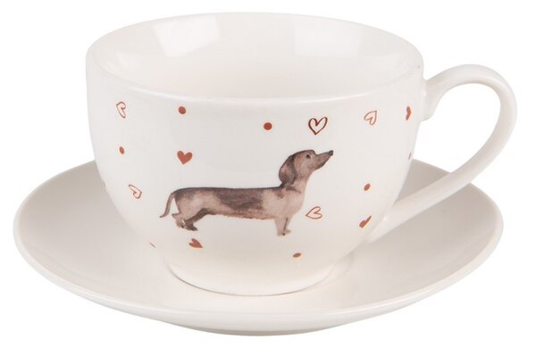 Porcelánový hrnček s jazvečíkom Dachshund Love - 12 * 8 * 10 cm / 300 ml - Clayre & Eef