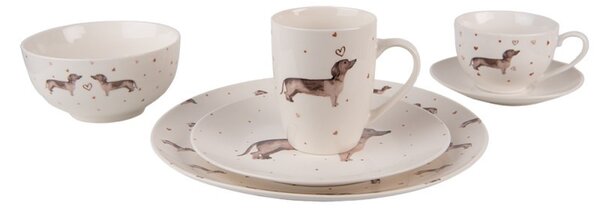 Porcelánový dezertný tanier s jazvečíkmi Dachshund Love - Ø 20cm - Clayre & Eef