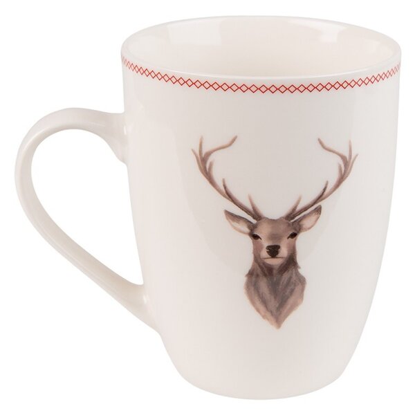 Porcelánový hrnček s jeleňom Cosy Lodge - 12*8*10 cm / 300 ml - Clayre & Eef