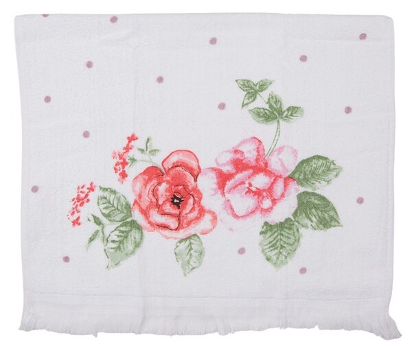 Biely kuchynský froté uterák s ružami - 40*66 cm - Clayre & Eef