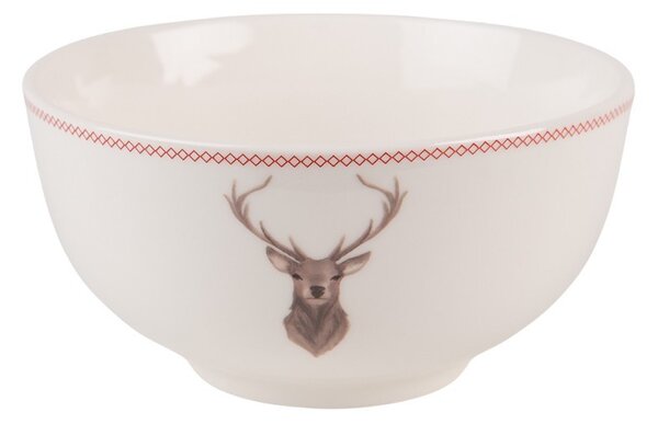 Porcelánová miska s jeleňom Cosy Lodge - Ø 14*7cm/ 500ml - Clayre & Eef