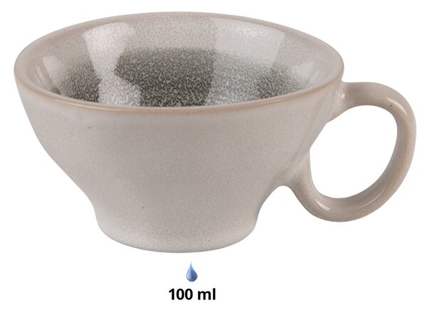 Šedo-zelená keramická šálka s tanierikom - 10*8*5 cm / Ø 14*1 cm / 100 ml - Clayre & Eef