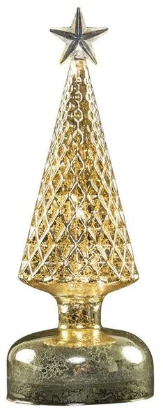 Zlatý svietiaci sklenený vianočný stromček Led S - Ø 8*23 cm - Mars & More