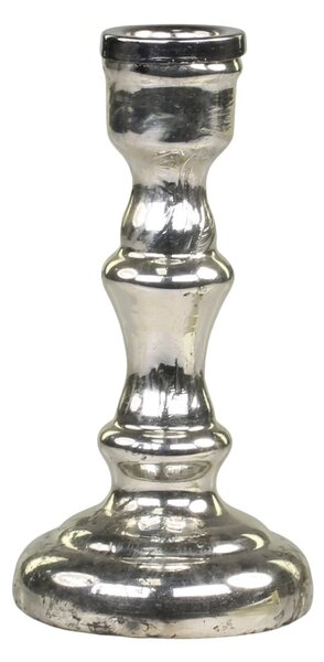 Strieborný antik sklenený svietnik na úzku sviečku - Ø 7*13cm - Chic Antique