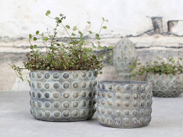 Opálovo-zlatý cementový obal na kvetináč Noyon - Ø 16,5*12,5cm - Chic Antique