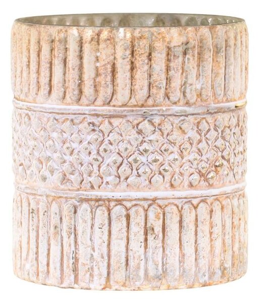 Champagne antik sklenený svietnik na čajovú sviečku Grindi - Ø 10*12 cm - Chic Antique