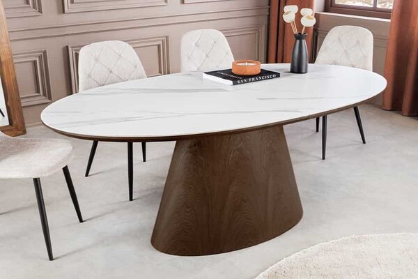 Oválny rozkladací jedálenský stôl Parthenia 160-200 cm tmavý orech