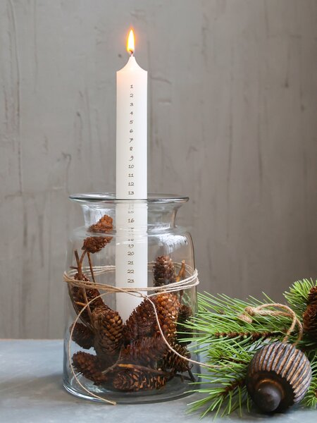 Biela antik adventná sviečka s číslami Advent Candle - Ø 3*29cm / 20h - Chic Antique