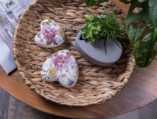 Šedý kvetináč v tvare srdca - 13*13*6 cm - Clayre & Eef