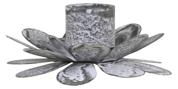 Zinkový antik svietnik na úzku sviečku Flower - 7*9*5cm - Chic Antique