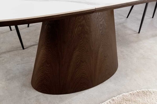 Oválny rozkladací jedálenský stôl Parthenia 160-200 cm tmavý orech