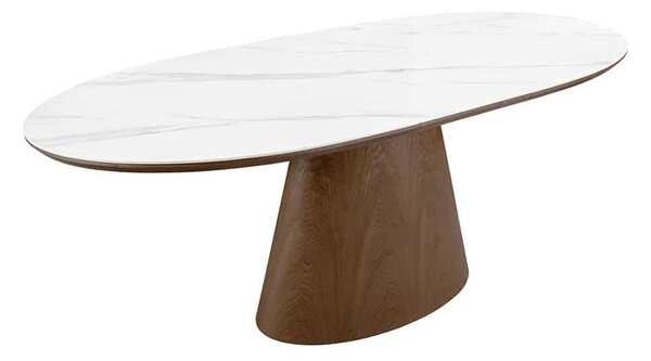 Oválny rozkladací jedálenský stôl Parthenia 160-200 cm tmavý orech