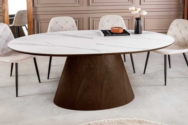 Oválny rozkladací jedálenský stôl Parthenia 160-200 cm tmavý orech