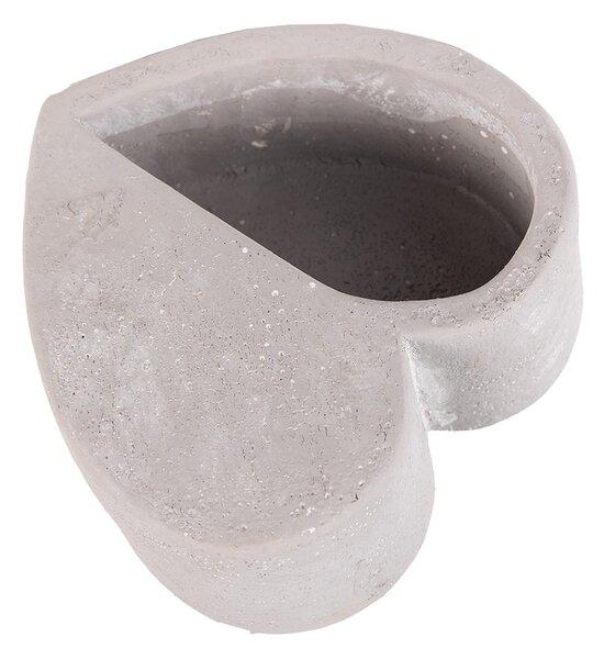 Šedý kvetináč v tvare srdca - 13*13*6 cm - Clayre & Eef