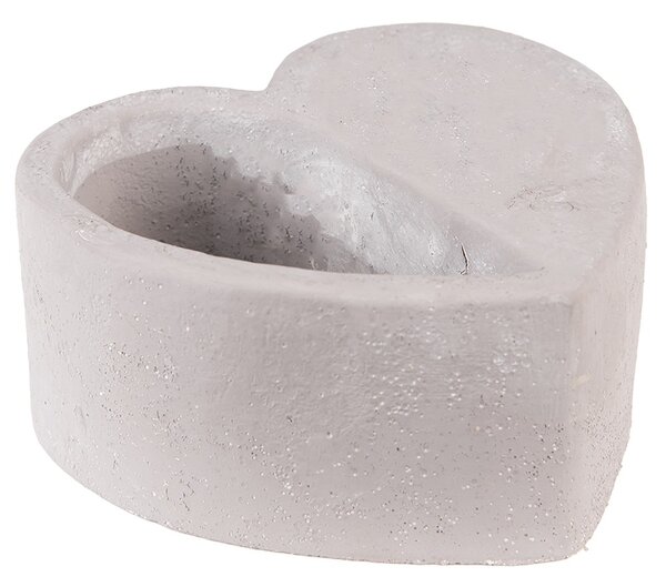 Šedý kvetináč v tvare srdca - 13*13*6 cm - Clayre & Eef