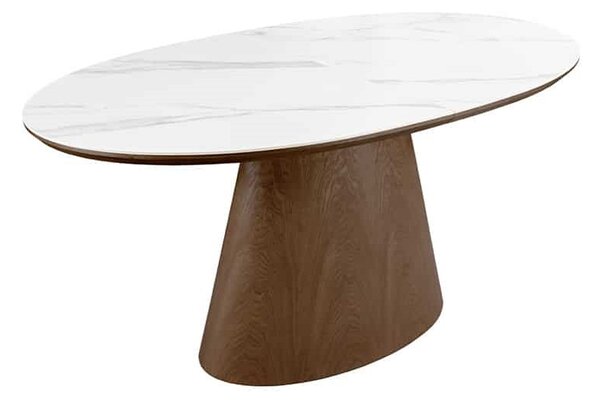 Oválny rozkladací jedálenský stôl Parthenia 160-200 cm tmavý orech