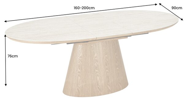 Oválny rozkladací jedálenský stôl Parthenia 160-200 cm dub