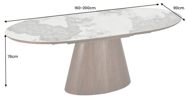 Oválny rozkladací jedálenský stôl Parthenia 160-200 cm prírodný kameň