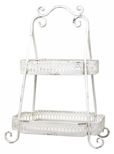 Krémový antik kovový 2-poschodový etažér Edgio - 38*25*54 cm - Chic Antique