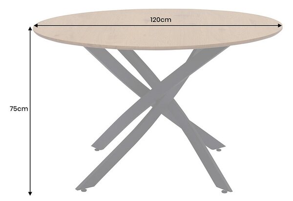 Okrúhly jedálenský stôl Pahukumaa 120 cm vzor divoký dub