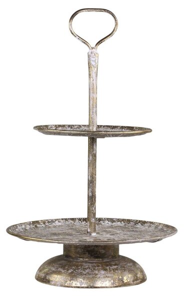 Bronzový antik dekoračný kovový etažér Vire - Ø39*64cm - Chic Antique