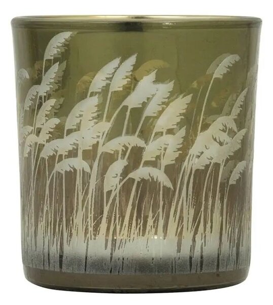 Zlatý sklenený svietnik s trávou Palm grass vel.S - Ø 7*8cm - Mars & More