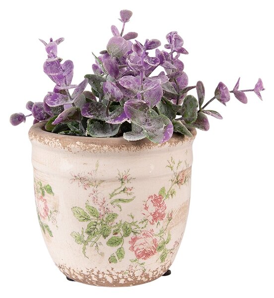 Keramický obal na kvetináč s ružami Rossia S - Ø 12*11 cm - Clayre & Eef