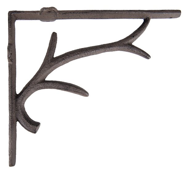 Hnedá nástenná liatinová policová konzola - 5*25*21 cm - Clayre & Eef