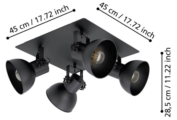 BODOVÉ SVIETIDLO, 4x40 W/E27, 45/45/23,6 cm Eglo - Online Only bytové doplnky, Online Only