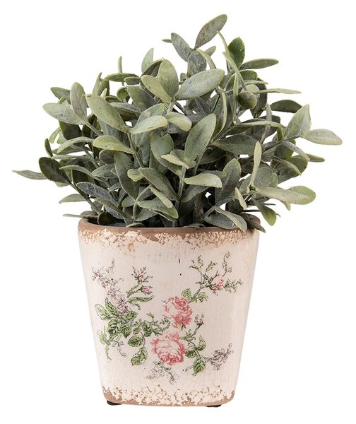 Keramický obal na kvetináč s ružami Rossia S - 13*13*12 cm - Clayre & Eef