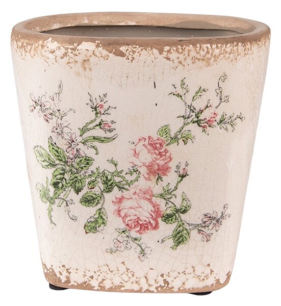 Keramický obal na kvetináč s ružami Rossia S - 13*13*12 cm - Clayre & Eef