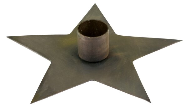 Bronzový antik svietnik na úzku sviečku v tvare hviezdy Star - 13*2,5cm - Chic Antique