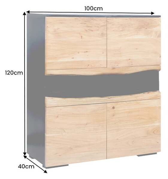 Dizajnová vysoká komoda Feleti 120 cm akácia