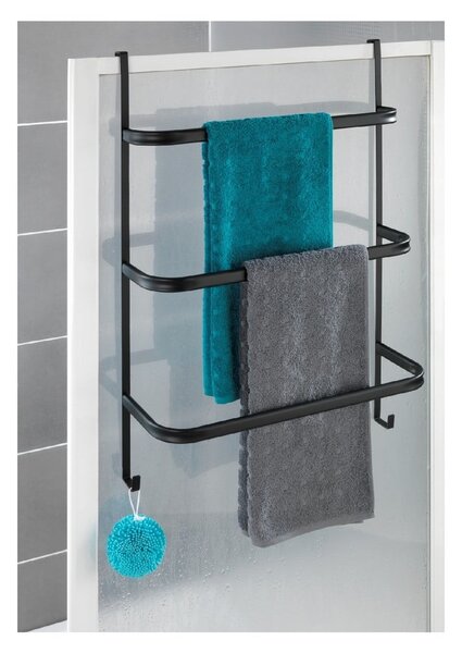 Čierny samodržiaci vešiak na uteráky Wenko Towel Holder Black, 21 × 54 cm