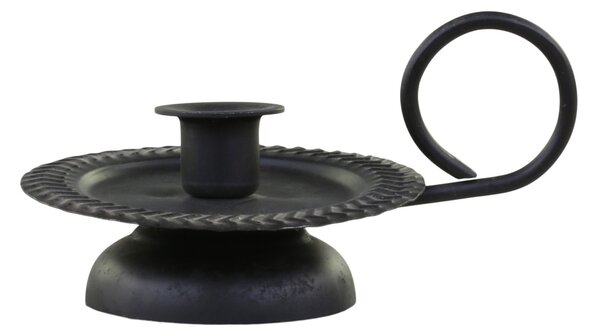 Čierny antik svietnik na úzku sviečku Flower - 10*8*5cm - Chic Antique