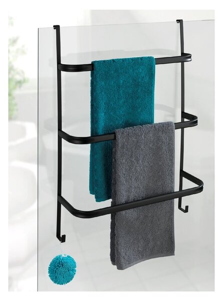 Čierny samodržiaci vešiak na uteráky Wenko Towel Holder Black, 21 × 54 cm