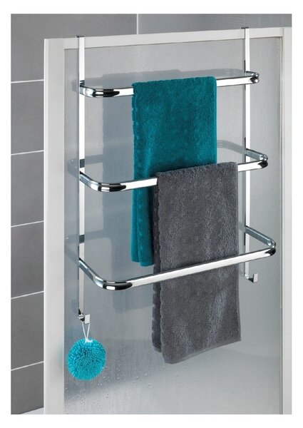 Strieborný samodržiaci věšiak na uteráky Wenko Towel Holder Chrome, 21 × 54 cm