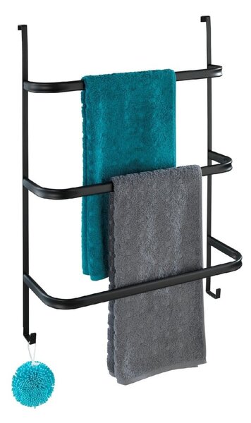 Čierny samodržiaci vešiak na uteráky Wenko Towel Holder Black, 21 × 54 cm