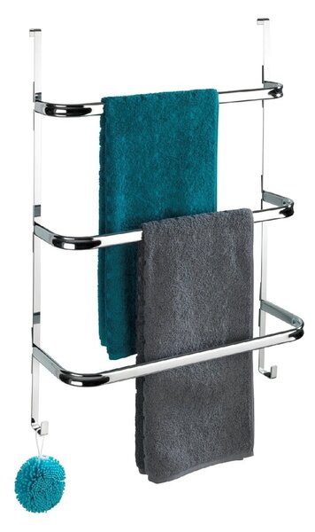 Strieborný samodržiaci věšiak na uteráky Wenko Towel Holder Chrome, 21 × 54 cm