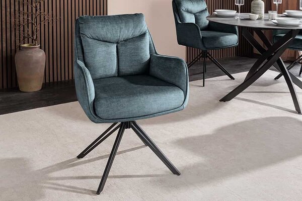 Dizajnová otočná stolička Brock petrolejový zamat