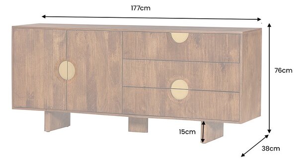 Dizajnová komoda Opaline 177 cm hnedé mango