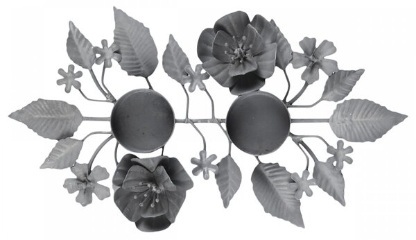 Zinkový antik svietnik na 2 čajové sviečky Flower - 28*14*2,5cm - Chic Antique