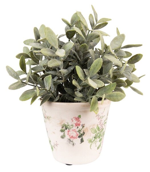 Keramický obal na kvetináč s ružami Rossia S - Ø12*10 cm - Clayre & Eef