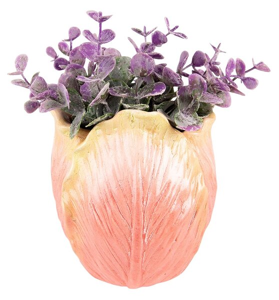 Oranžový nástenný kvetináč v tvare kvetu tulipánu - 12*8*15 cm - Clayre & Eef