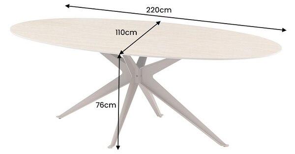 Oválny keramický jedálenský stôl Tavorian 220 cm travertín / šampanský