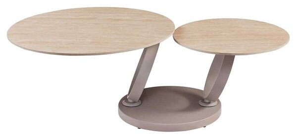 Dizajnový konferenčný stolík Danyale 80-134 cm travertín / šampanský
