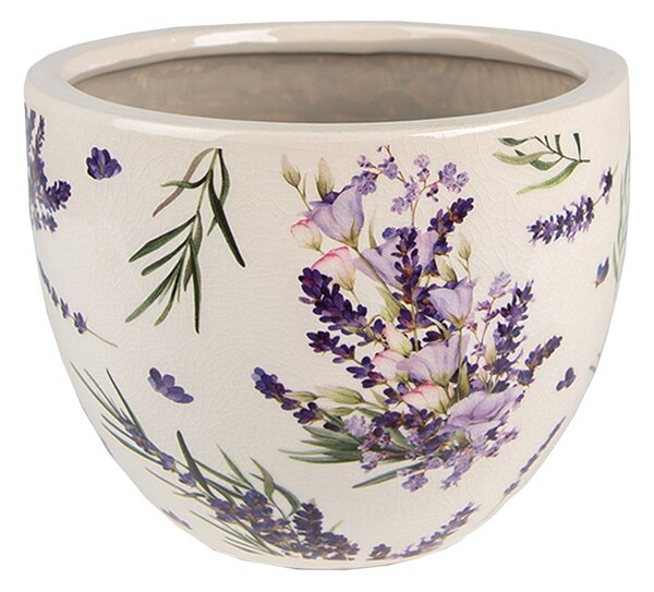 Keramický obal na kvetináč s levanduľou Lavandie S - Ø 15*11 cm - Clayre & Eef
